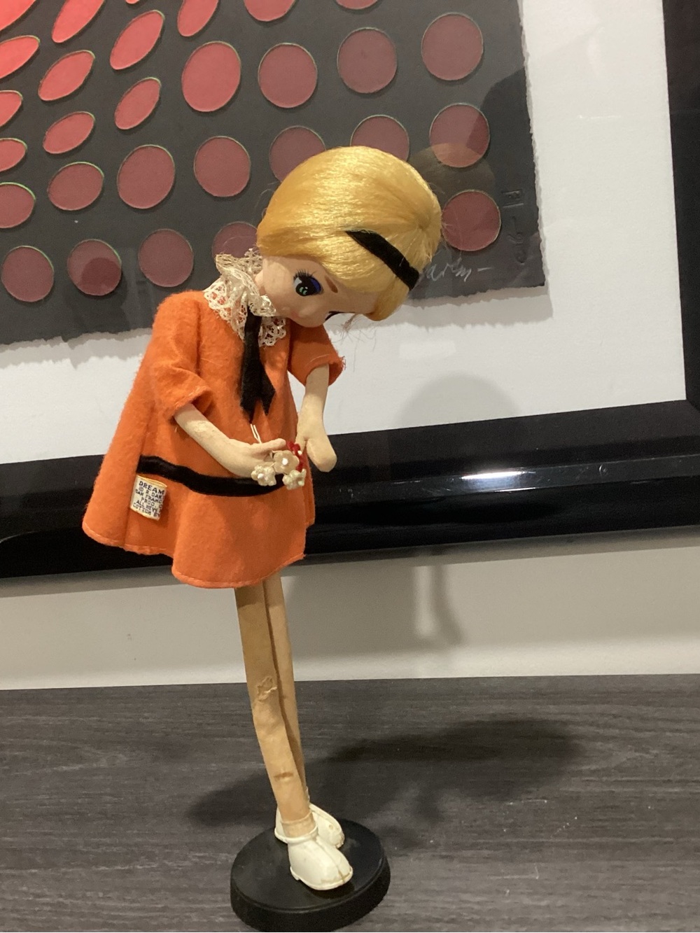 Vtg. Poseable “BIG EYE DOLL” Kitschy doll,  MOD Fashion Aesthetic, 1960s.